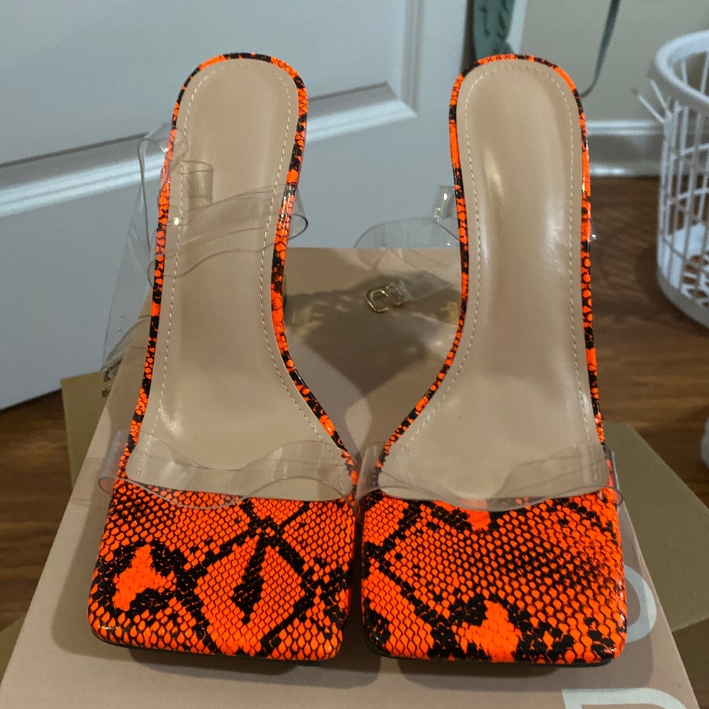 Neon Orange Change Heeled Sandals